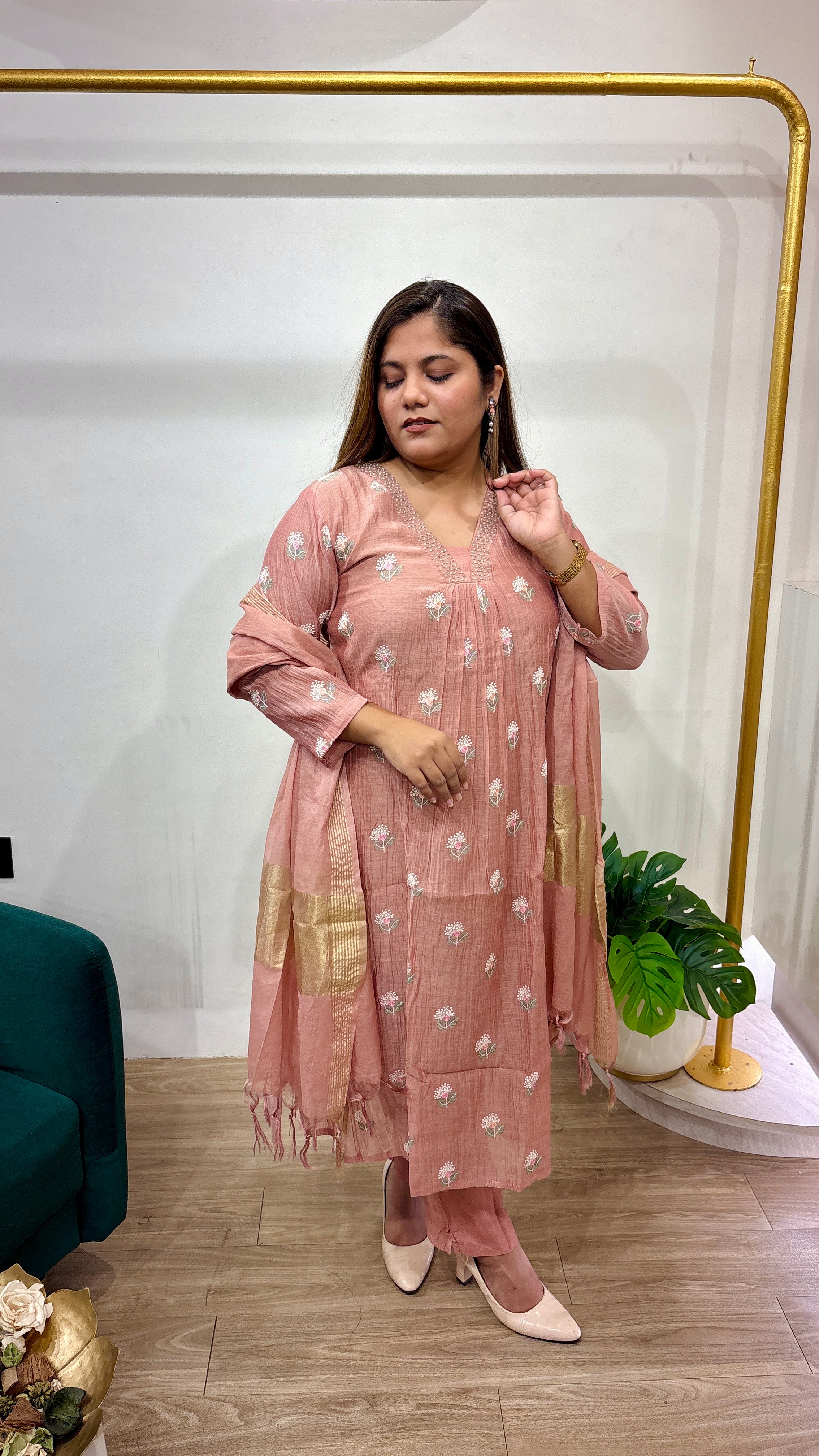 Vareesha Premium Mul Chanderi Ensemble