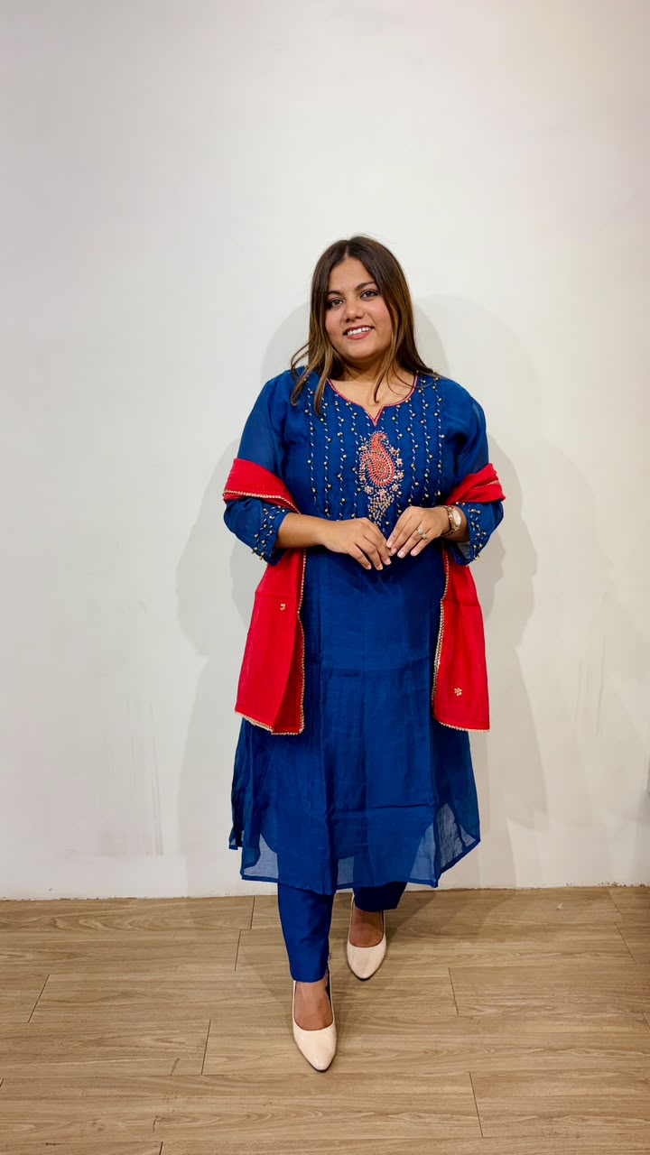 Royal Blue Chanderi Suit Set